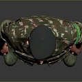 Military Soldier In Camouflage Uniform With Beret Standing Pose And Green Boots