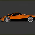 Orange and Black Sports Car with Sleek Aerodynamic Design Rear Spoiler and Sporty Exterior
