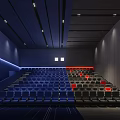 Modern Cinema Interior Design Featuring Rows Of Comfortable Seats And Ambient Lighting 3d model