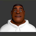 3D Model of a Man Wearing White Hoodie Head in Gray Background with Reflection
