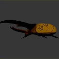 3D Model of Beetle With Yellow Black Spotted Body Long Black Horn and Orange Parts