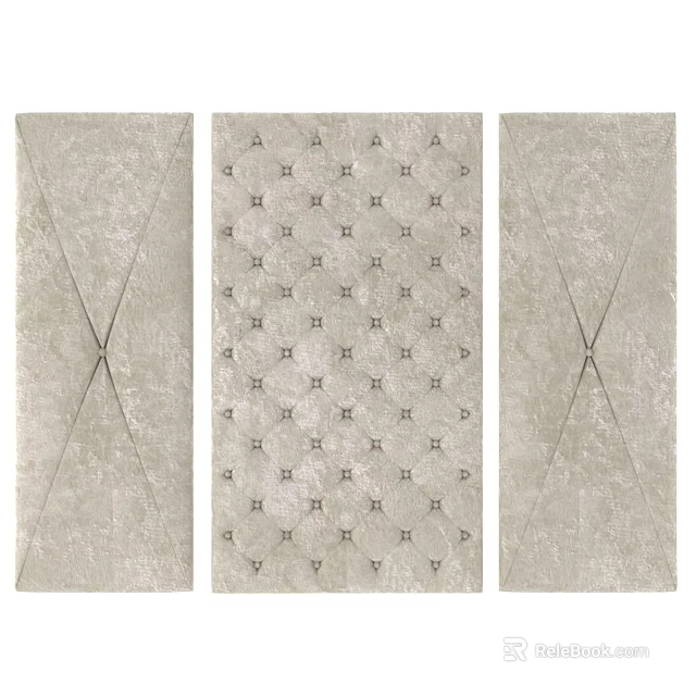 Modern Fabric Upholstered Wall Panels With Diamond Tufting And Decorative Stitch Details 3d model 