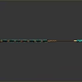 Ornate Ancient Weapon Featuring Blue Intricate Patterns Brown Long Handle And Top Ornament