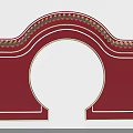 Red Traditional Event Gateway Featuring Golden Arch Decor And Classic Chinese Style