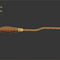 Red Decorative Broom With Curved Handle Golden Rings And Bristle Head