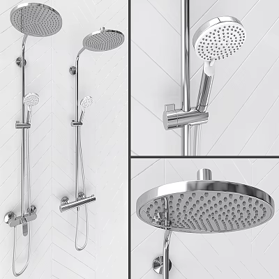 Modern Stainless Steel Shower Faucet With Rainfall Head And Handheld Sprayer 3d model