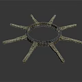 Star Shaped Metal Mechanical Equipment With Central Circular Hole And Spokes