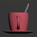 Vibrant Pink Ceramic Cup With Matching Saucer And Silver Spoon For Daily Use