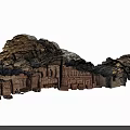 Majestic Rocky Sandstone Terrain With Ancient Carved Architecture And Cliffside Structures