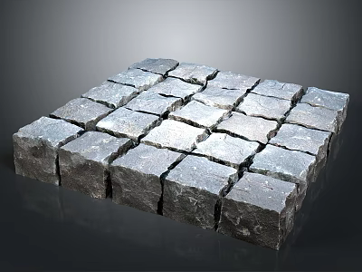 Gray Square Stone Pavers Stacked For Outdoor Pathway Paving Design 3d model