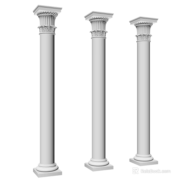 Roman Columns In Classical Design With White Color And Architectural Elements 3d model 