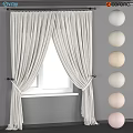 Light Colored Pleated Window Curtains With Tiebacks And Neutral Toned Decorative Spheres