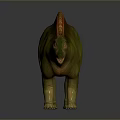 Green Dinosaur Model With Green Body Orange Red Spines And Long Tail Standing