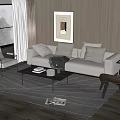 Sofa Coffee Table Combination Double Sofa Coffee Table Leisure Chair Side Table Corner Table 3d model