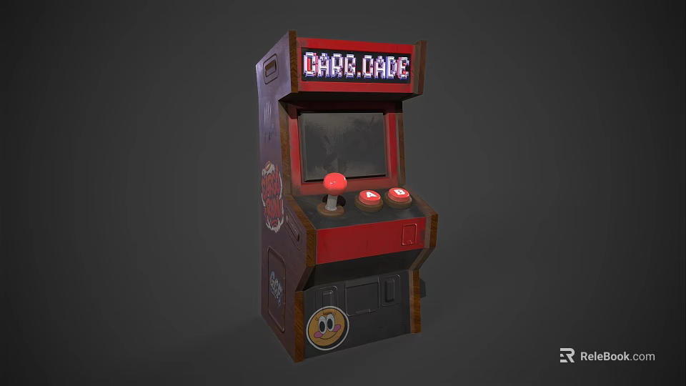 Retro Arcade Machine In Console Game Store With Red Brown Design And Joystick Buttons 3d model 