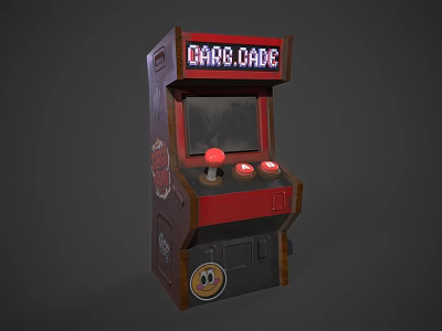 Retro Arcade Machine In Console Game Store With Red Brown Design And Joystick Buttons 3d model