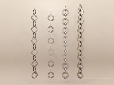 Hardware Tools Silver Chains Connected With Circular Links Arranged On Light Background 3d model
