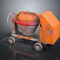 Rusted Orange Concrete Mixer With Wheels And Red Rim For Construction Use