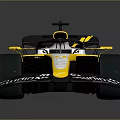 Yellow and White Formula 1 Racing Car with Studley Mobil Logos and Sleek Design