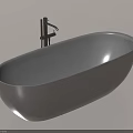 Modern Sleek Gray Freestanding Bathtub With Black Faucet For Contemporary Bathroom Interior