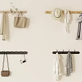 Wooden and Black Wall Hooks Hanging Bags Hat Scarves and Clothes for Home Organization
