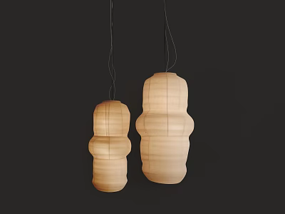 Modern Cream Layered Pendant Lights With Textured Design Hanging On Dark Background 3d model