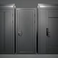 Modern Dark Security Doors With Different Panel Designs And Door Locks 3d model