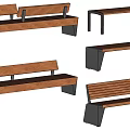 Modern Wooden Landscape Benches With Black Metal Legs And Various Styles