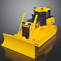 Yellow Komatsu Bulldozer Model With Tracks And Front Blade