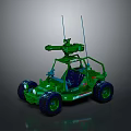Green Off Road Vehicle Model With Roof Mounted Antennas And Weapon System