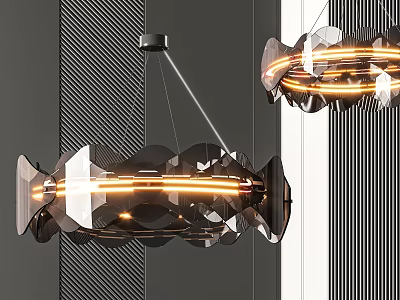 Modern Geometric Chandelier With Warm LED Lighting And Acrylic Frame 3d model