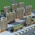 Aerial Planning of Residential Complex with High Rise Buildings Green Spaces and Surrounding Roads