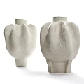 White Ceramic Vases With Textured Surface Modern Decorative Home Decor Pieces