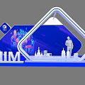 Check in Booth Setup with Digital Screen People Graphics and PCIIM Logo 3d model