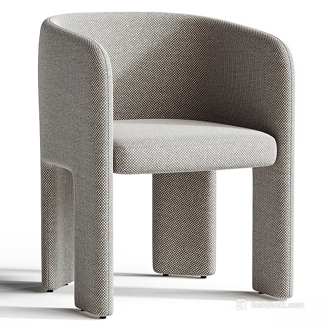 Modern Light Gray Fabric Armchair With Curved Armrest And Sleek Cylindrical Legs 3d model 