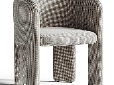 Modern Light Gray Fabric Armchair With Curved Armrest And Sleek Cylindrical Legs 3d model