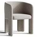 Modern Light Gray Fabric Armchair With Curved Armrest And Sleek Cylindrical Legs