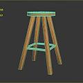 Simple Wooden Stool Furniture with Light Wood Finish and Four Legs Design
