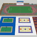 Football Field Design With Running Track Grandstand And Surrounding Sports Areas