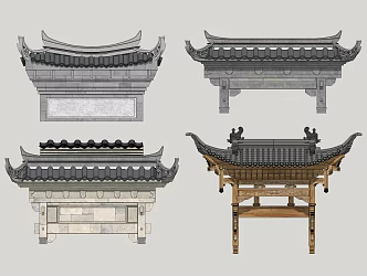 Chinese Style Door Head Traditional Decorative Door Head 3d model