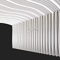 Modern Wavy White Ceiling Design With Integrated Lighting And Vertical Striped Wall Featuring Logo 3d model