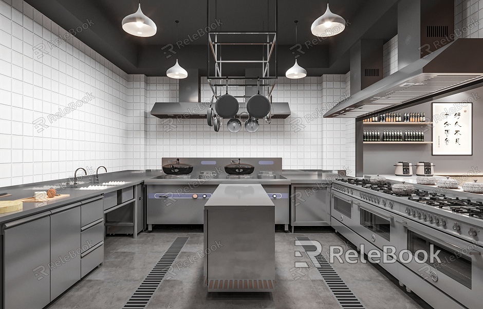 Modern Fast Food Restaurant Kitchen Catering Kitchen model