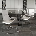 Modern Meeting Room Interior With Sleek Conference Table And White Office Chairs