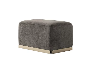 Stylish Gray Sofa Stool With Textured Fabric And Golden Metal Base 3d model