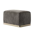 Stylish Gray Sofa Stool With Textured Fabric And Golden Metal Base