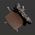 Brown Office Chair With Coat On Wheels And Metal Base