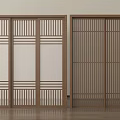 Wooden Sliding Doors With Grid Patterns And Solid Grid Panel Designs 3d model