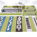 Modern Slab Road Various Tingbu Combination Strip Stone Bluestone Slab Paving Steps Modeling Tingbu Landscape Garden Road 3d model