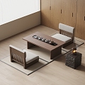 Japanese Tatami Tea Table and Chair Tea Set Tea Table 3d model