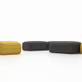 Modern Modular Exhibition Tables And Chairs With Black Yellow Padded Seats